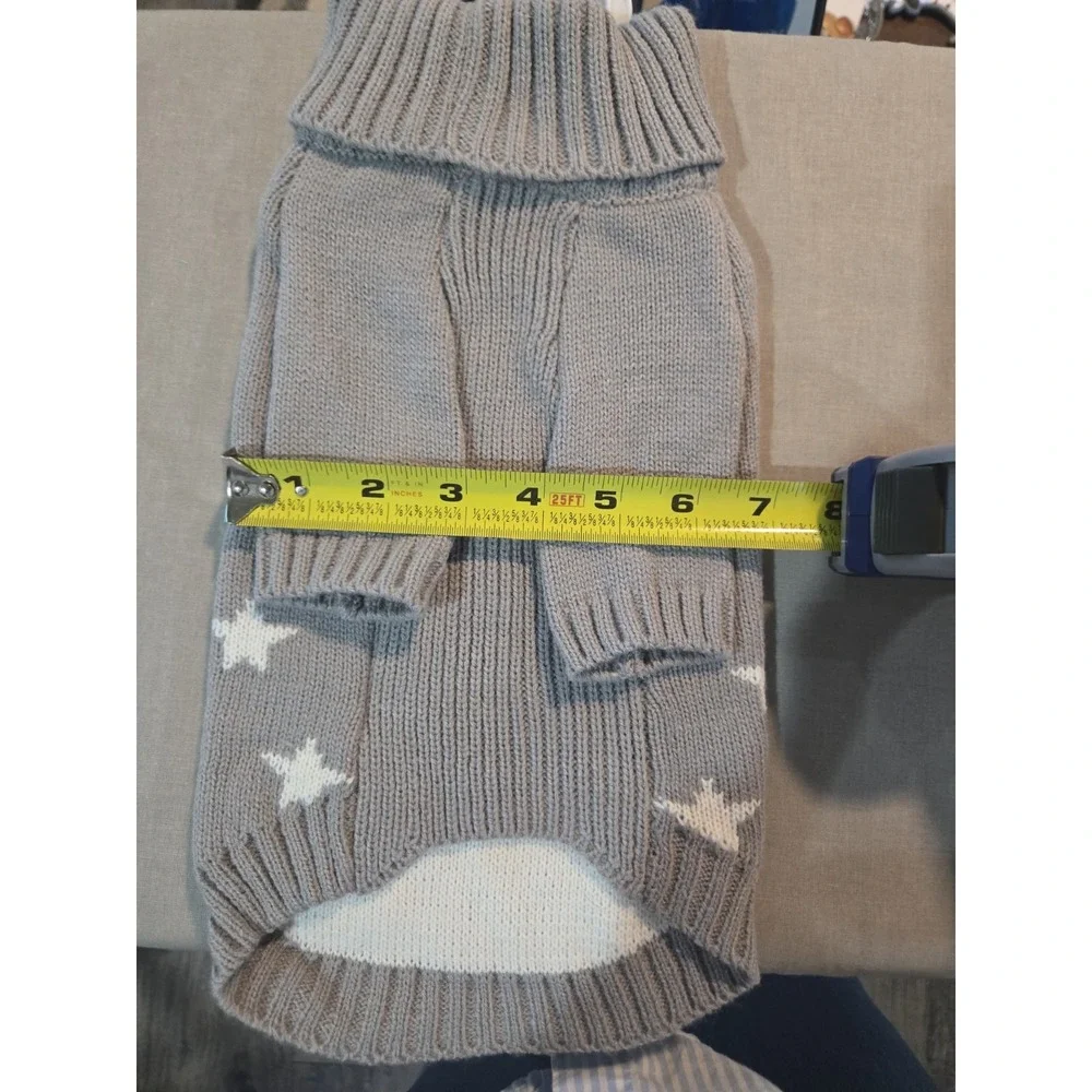 Top Paw Gray Icon Fashion Dog Sweater Small Stars Paw Prints NWT Acrylic